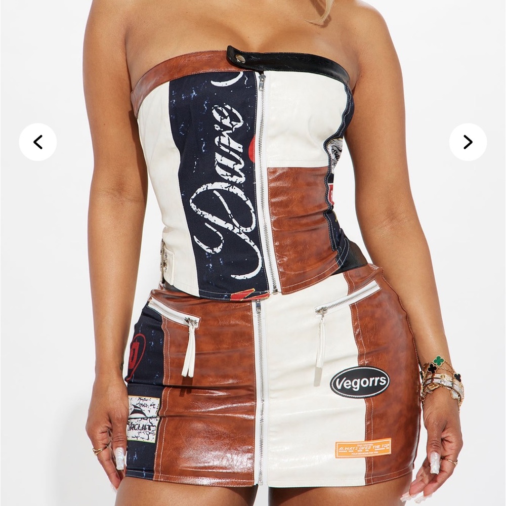 NWT Fashion Nova Over The Top Faux Leather Skirt Set - Picture 4 of 7